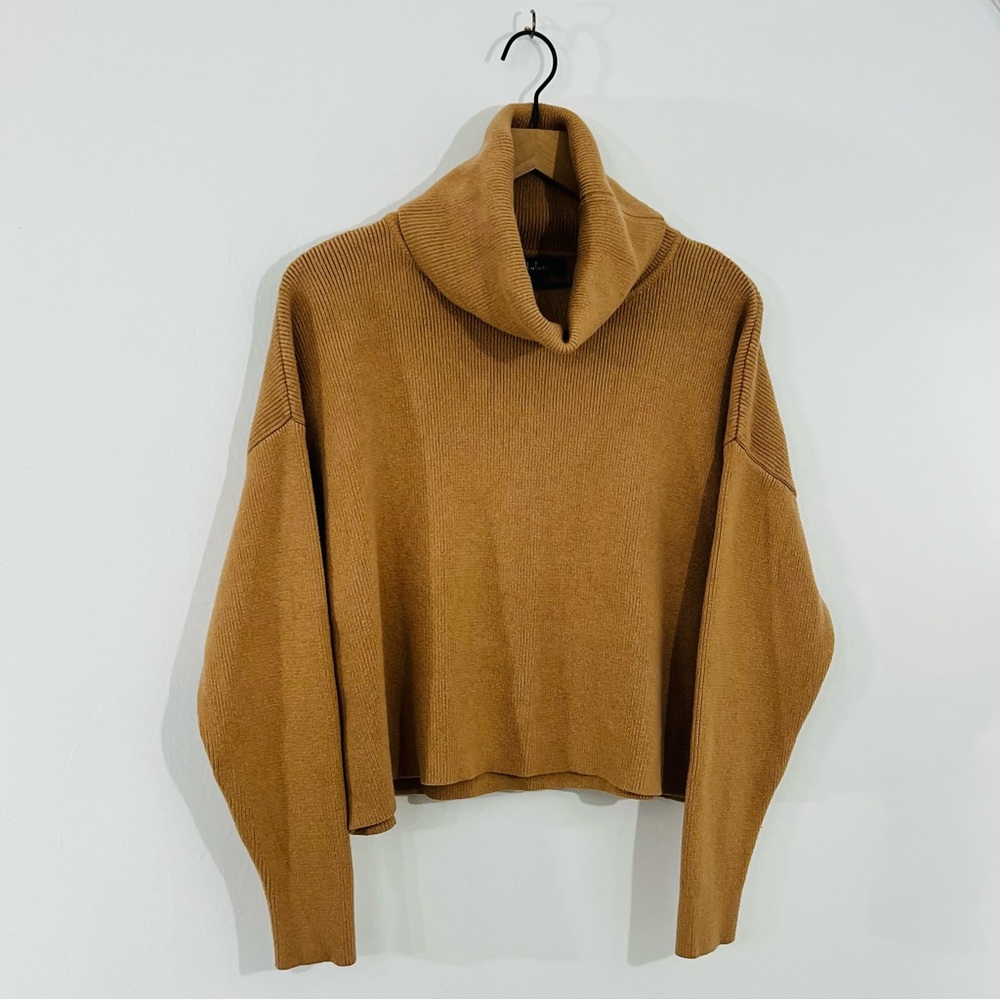 Lulu's Beautiful Slouchy Relaxed Fit Floppy Folded Turtleneck Ribbed Knit Sz S
